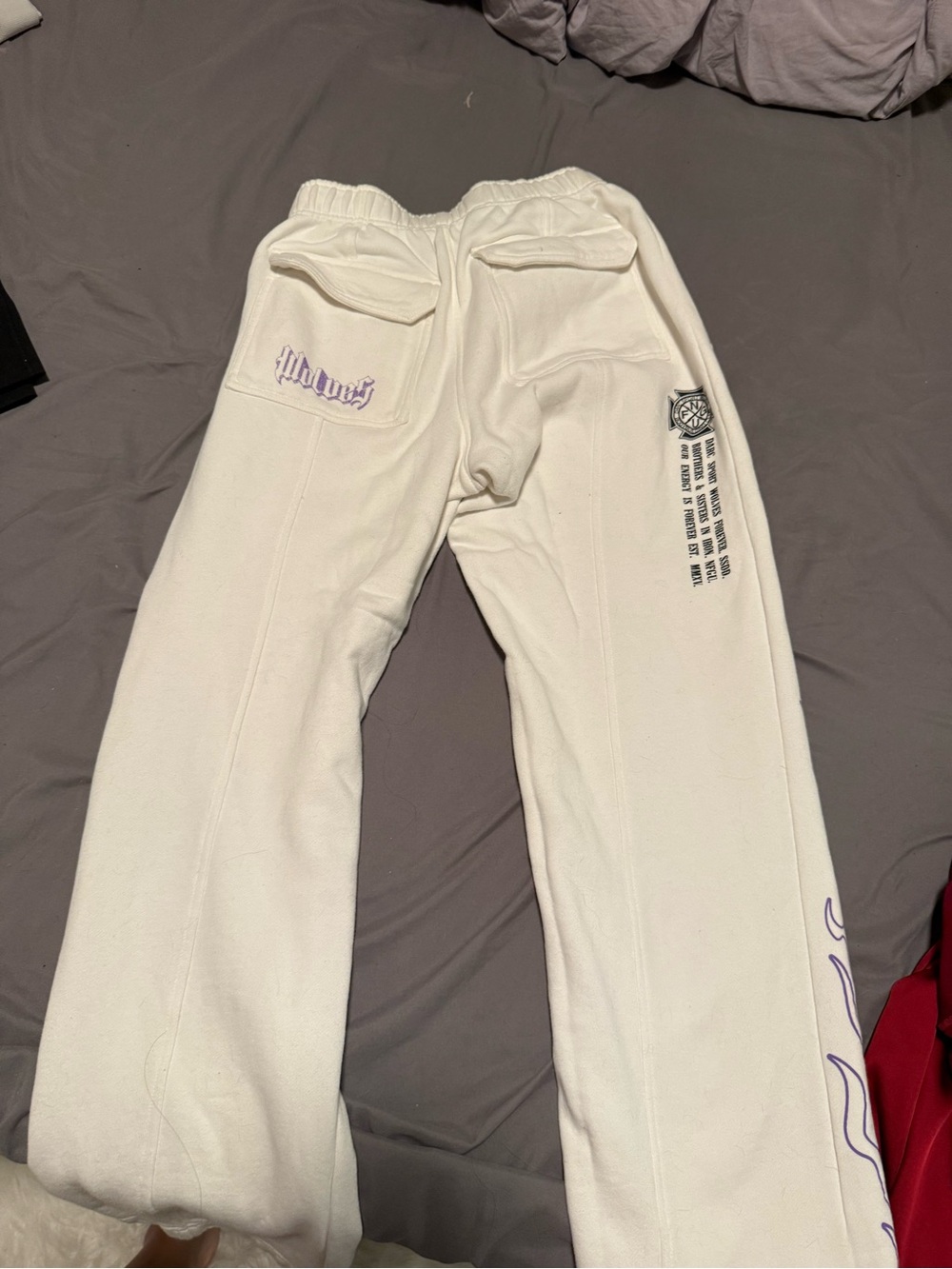 Darc Sport Cream Track Pants with Purple Graphics